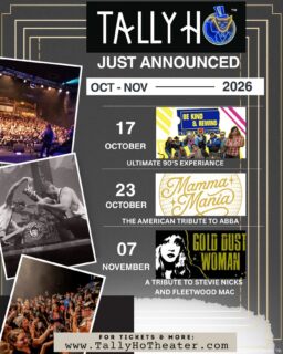 ⭐️Just Announced⭐️

-90s Night with Be Kind and Rewind
Saturday , October 17

-Mamma Mania: The American Tribute to ABBA
Friday, October 23

-Gold Dust Woman: A Tribute to Stevie Nicks and Fleetwood Mac
Saturday November 7

Tickets on sale Wednesday at 10am!