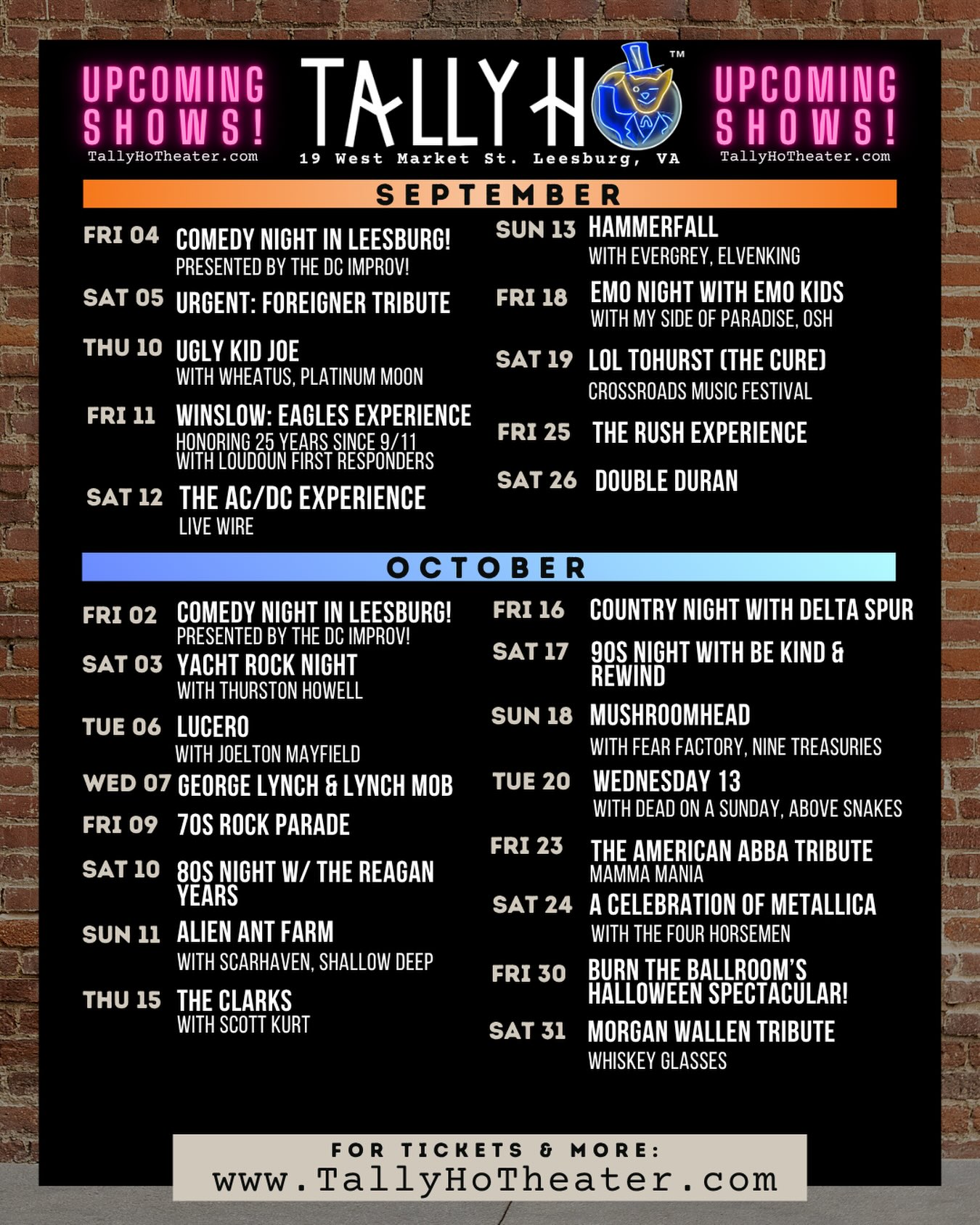 The September-October calendar is here and we’ve got plenty to look forward to 🤘🏻! Save this post, mark your calendars, and let the fall fun begin! 🎵🎸🔥