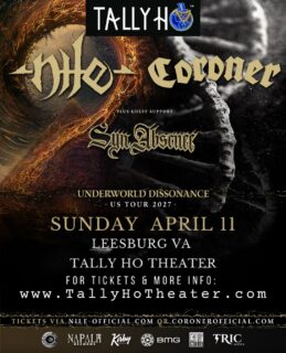 ⭐️Just Announced⭐️
Nile / Coroner
with Syn Absense
Sunday, April 11th
Tickets on sale Friday at 10am! 
More info in bio!