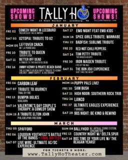 January cal is here! These events don’t happen without you - which show are you most excited for? #livemusic #leesburgva