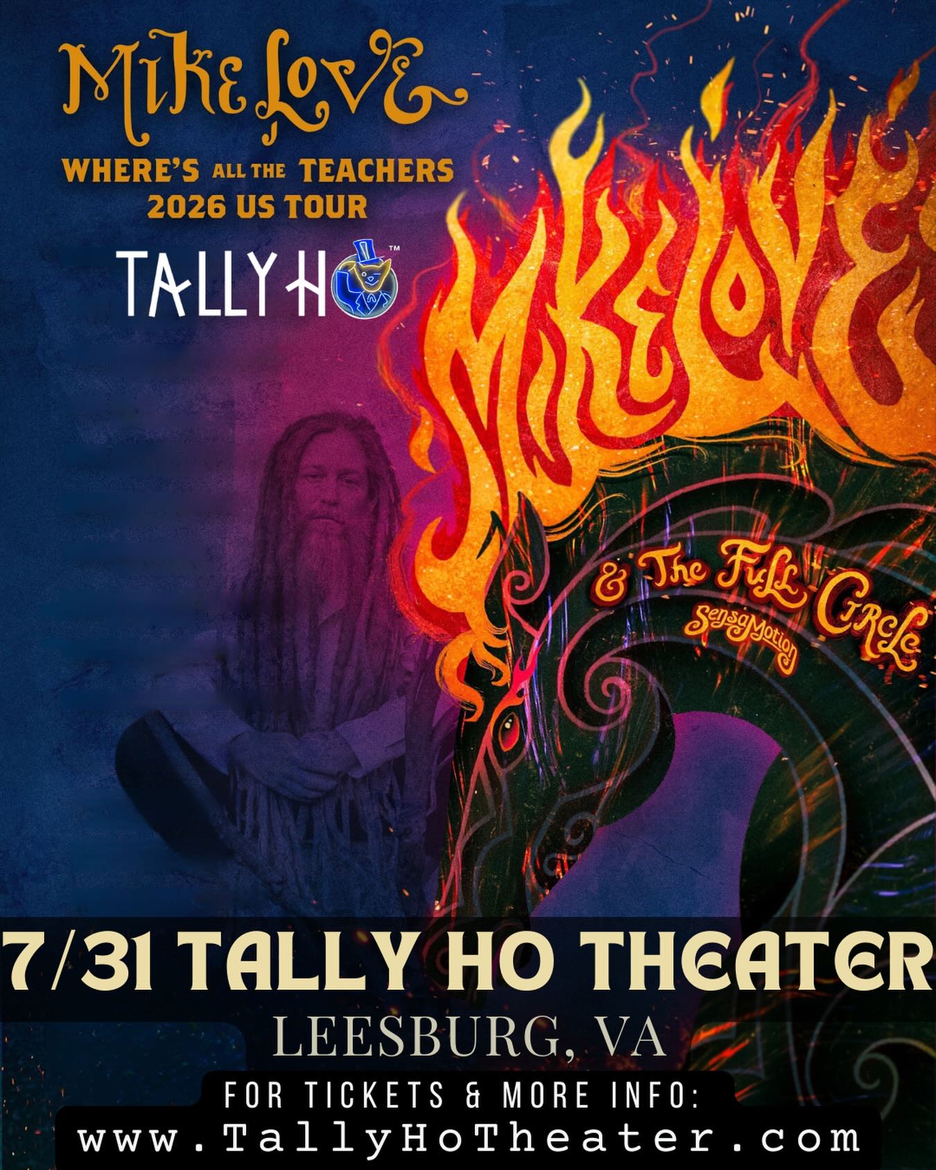 ⭐️On Sale Now⭐️
Mike Love 
with SensaMotion
Friday, July 31st
Leesburg VA!
Link in bio!